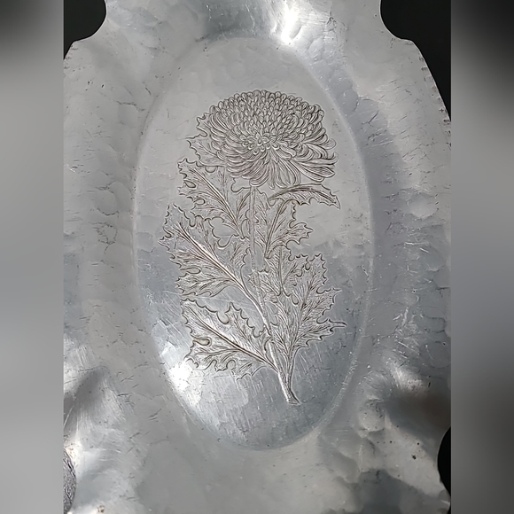 Vintage Trade Continental Mark Hand Wrought Silverlook Aluminum Tray Platter - Picture 3 of 10